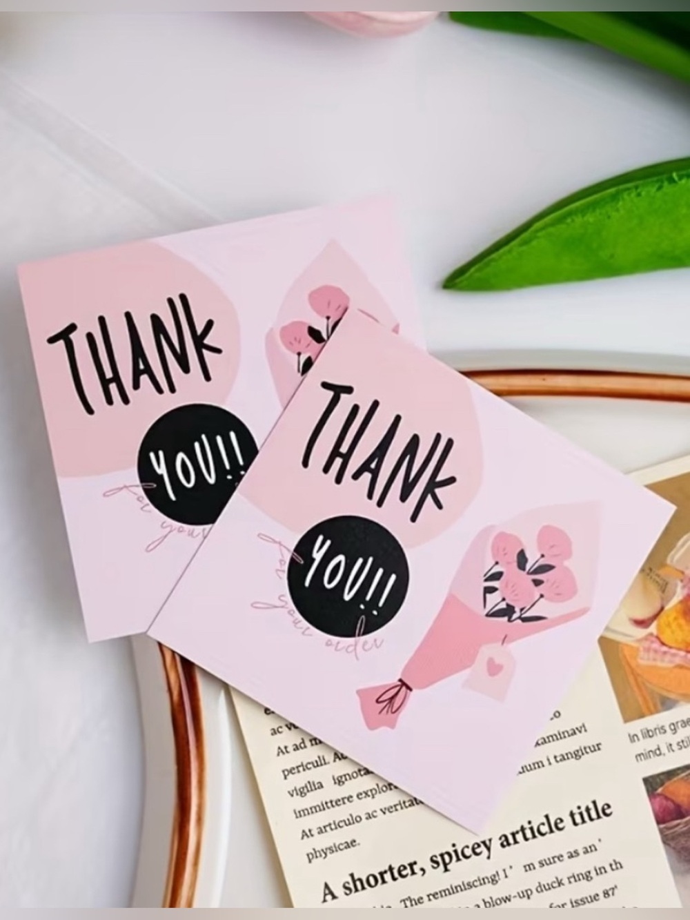 💜 NWT Square Floral Bouquet Mini Thank You Cards (50 Cards)
